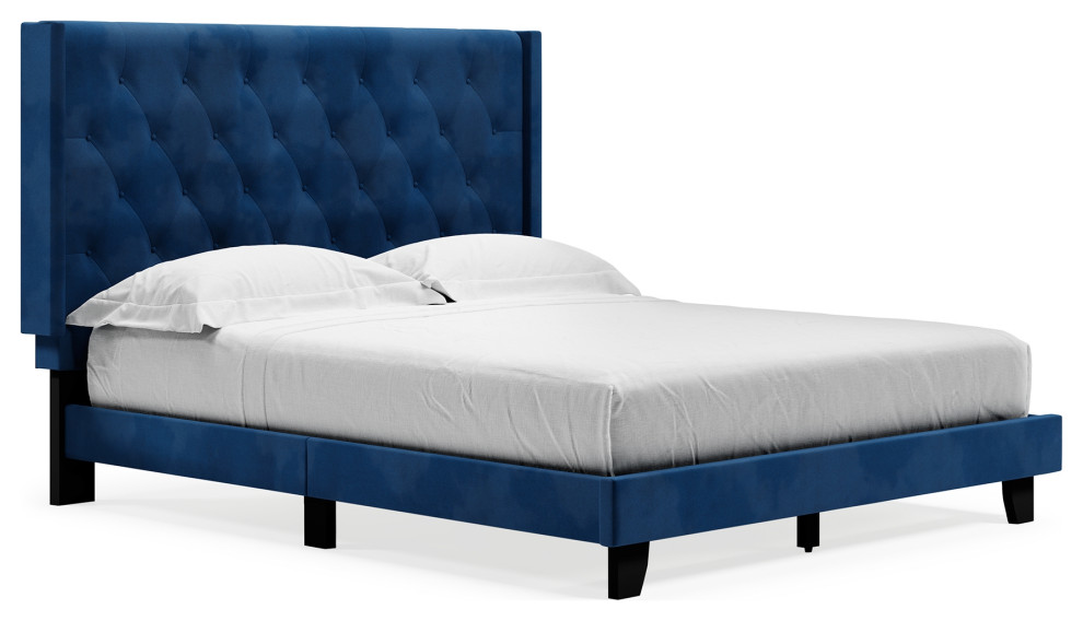 Vintasso Blue Queen Upholstered Bed Contemporary Platform Beds by Ashley Furniture