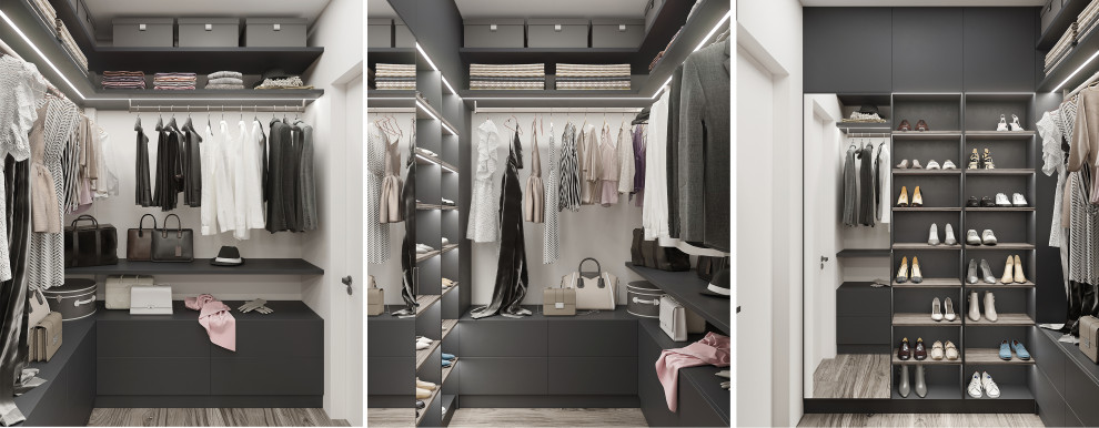 Источник вдохновения для домашнего уюта: гардеробная комната среднего размера, унисекс в скандинавском стиле