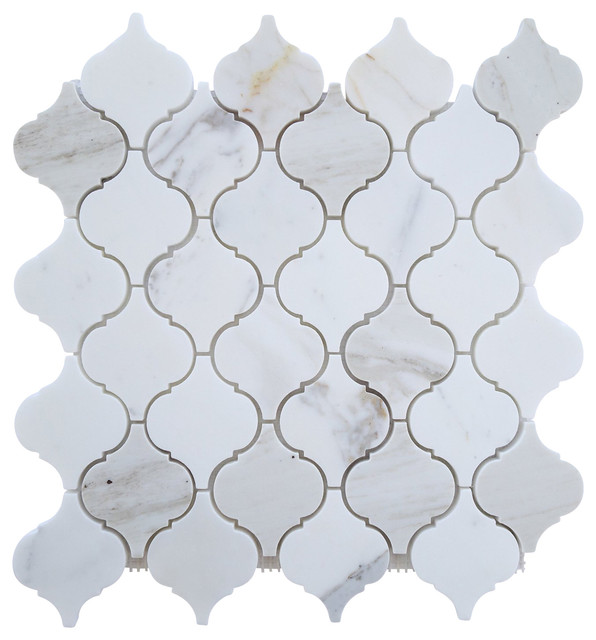 Italian Calacatta Gold Marble Honed Arabesque Mosaic Tile Italian Calacatta Gold Marble Honed Arabesque Mosaic Tile Single Sheet