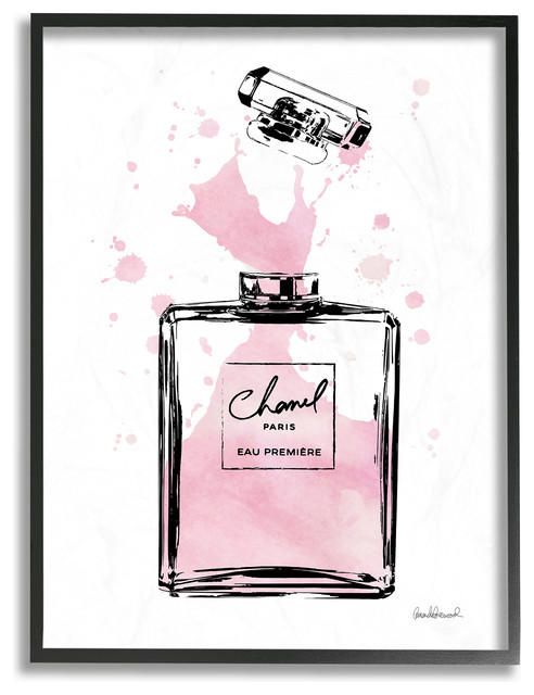 Pretty Pink Watercolor Perfume Bottle Splash Framed Giclee, 11