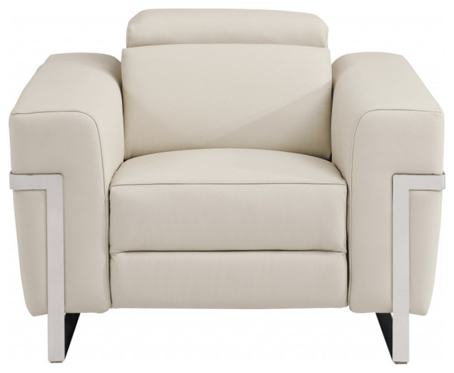 41" Beige Italian Leather Power Recliner Chair Recliner Chairs by HomeRoots Houzz