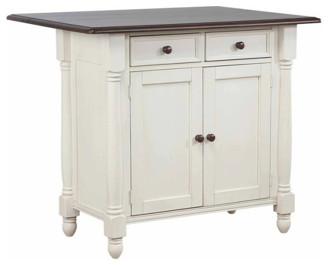 Sunset Trading Andrews Traditional Wood Kitchen Island in Antique White/Chestnut