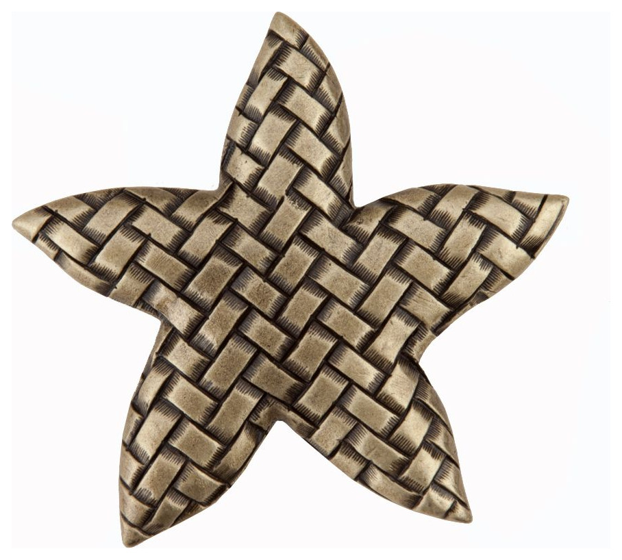 Woven Star Knob, Antique Brass Beach Style And