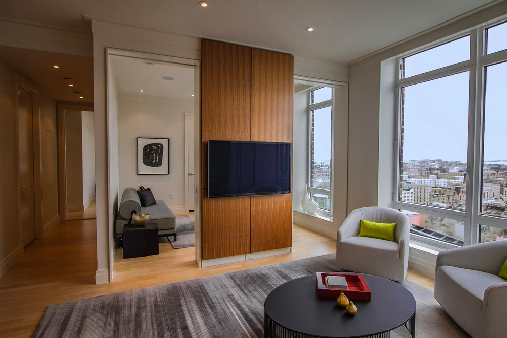 Vertical Lines Contemporary Living Room Boston by ZEN