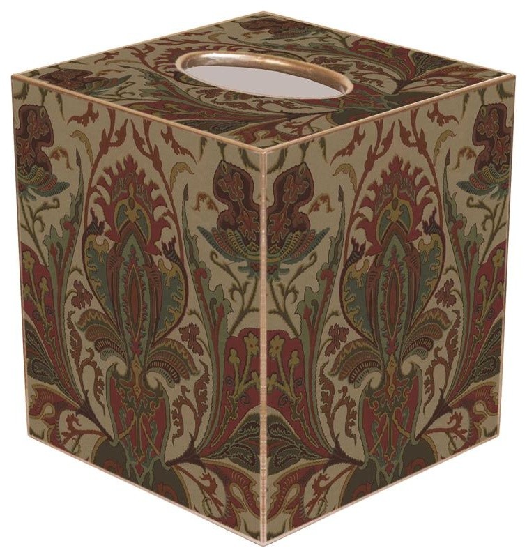 TB670- Large Brown Paisley Tissue Box Cover
