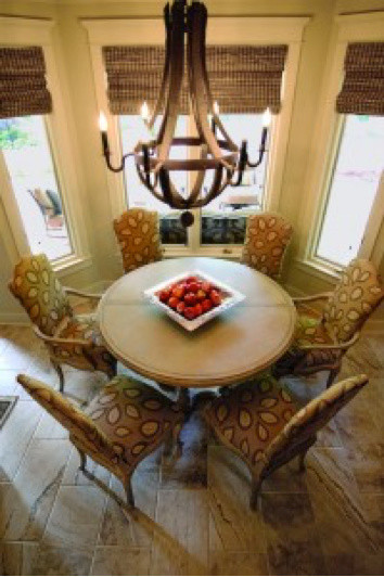 Inspiration for a transitional ceramic tile kitchen/dining room combo remodel