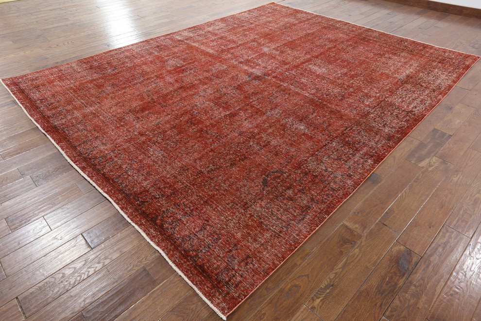 Hand Knotted Persian Overdyed Rug 10x12, P3900, 9'6"x12'3" Contemporary Area Rugs by