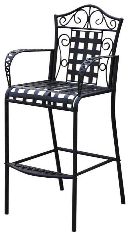 Mandalay Iron Bar-Height Dining Chairs, Set of 2, Antique Black