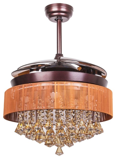 Crystal Led Ceiling Fan With Foldable Blades Coffee Brown Contemporary Fans By Whoselamp Houzz Crystal Led Ceiling Fan With Foldable, Foldable Ceiling Fan