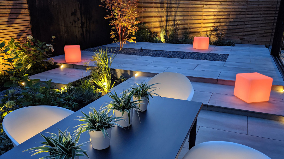 Inspiration for a mid-sized contemporary courtyard garden in London with with flowerbed.