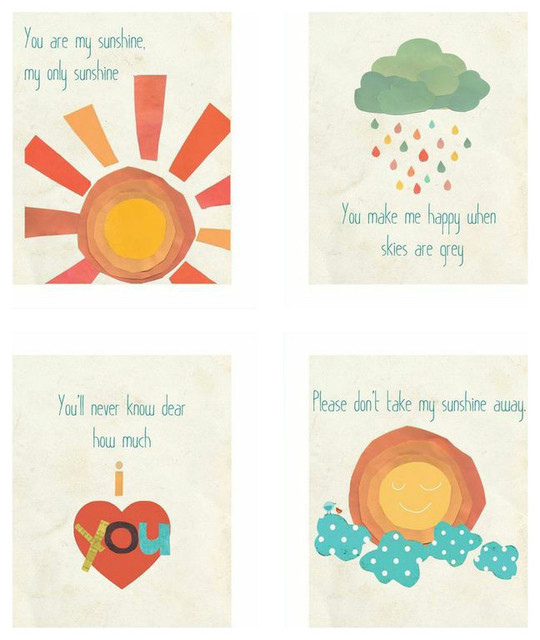 You Are My Sunshine Wall Decor you are my sunshine" wall prints, set of 4 - contemporary - kids You Are My Sunshine Wall Decor you are my sunshine" wall prints, set of 4 - contemporary - kids