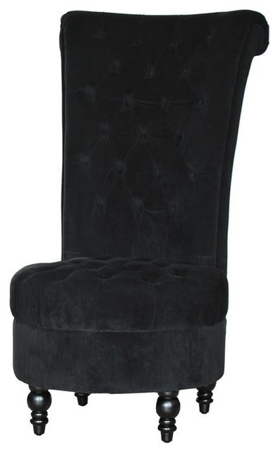 45 Tufted High Back Velvet Accent Chair Black Traditional 45 Tufted High Back Velvet Accent Chair