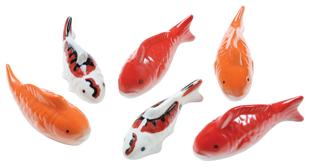 Art & Artifact Ceramic Koi Fish - Set of 6 Floating Goldfish