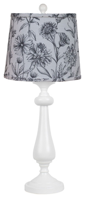 Lexington White Table Lamp With Shade, Graphite Floral