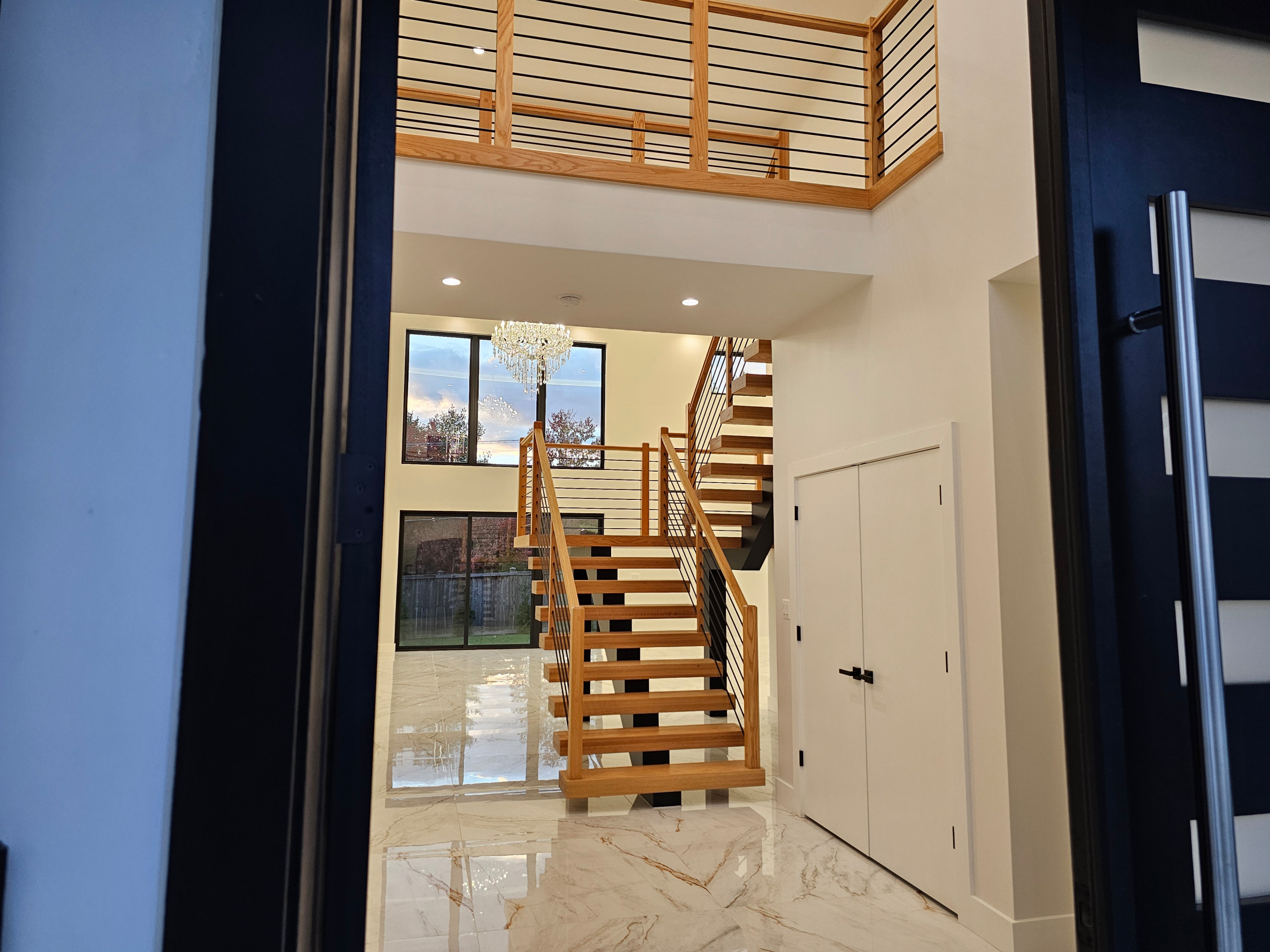 143_Modern Floating Red Oak and Metal Staircase, Sterling, VA