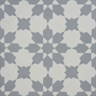 8"x8" Ahfir Handmade Cement Tile, Gray/White, Set of 12