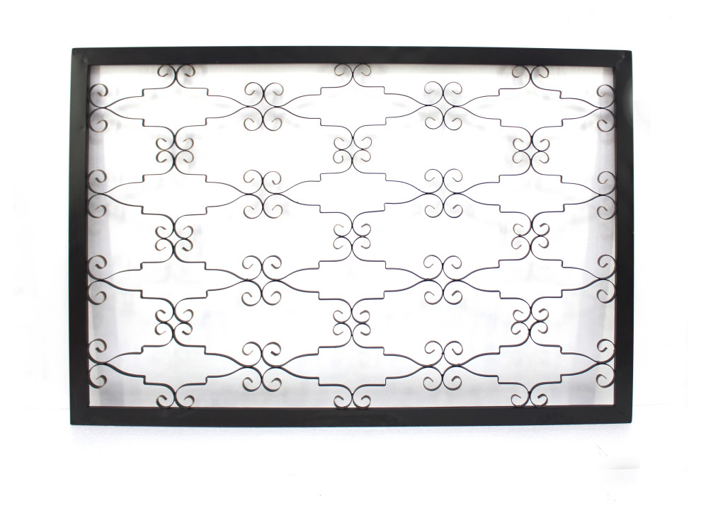 Traditional Wooden Framed Metal Wall Decor Mediterranean Metal Wall