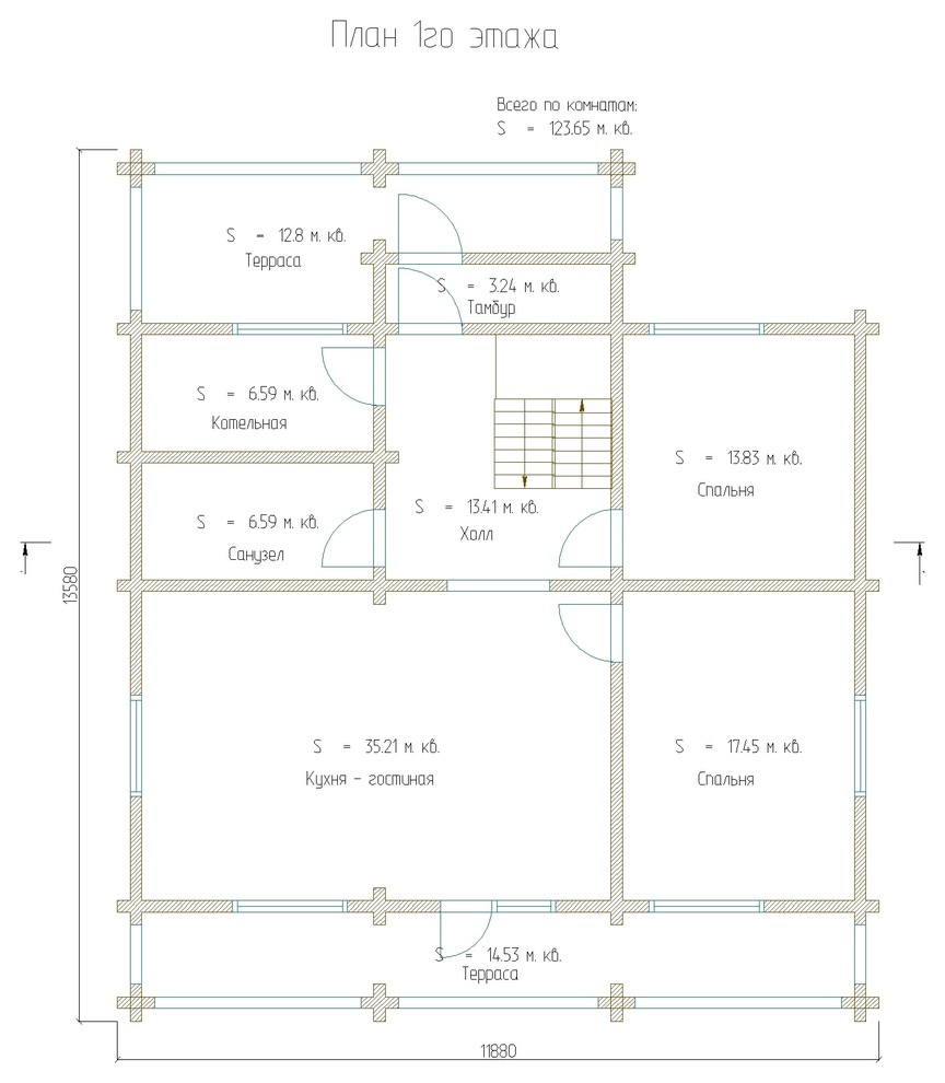 Двухэтажный дом 237м2 из бруса 180х180 — проект 281