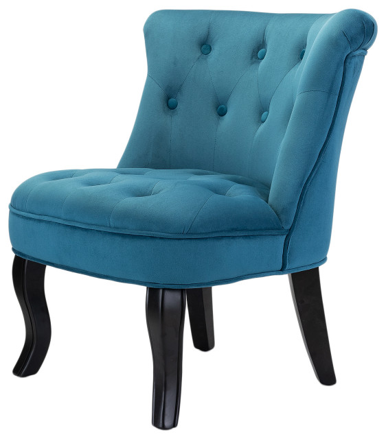Jane Uphlostered Ottoman Accent Chair, Blue