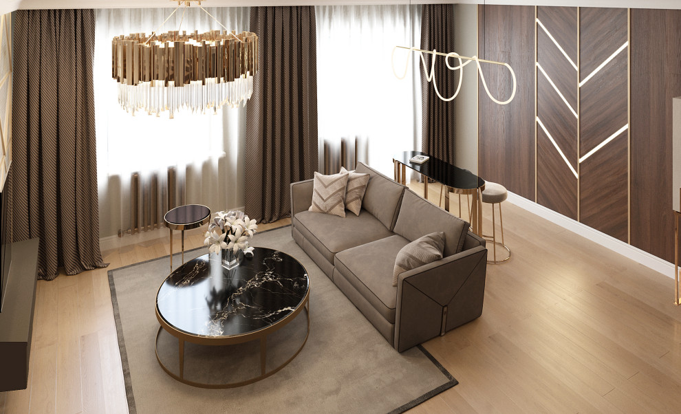 Гостиная и кухня в доме, г. Уфа, 2020 г.