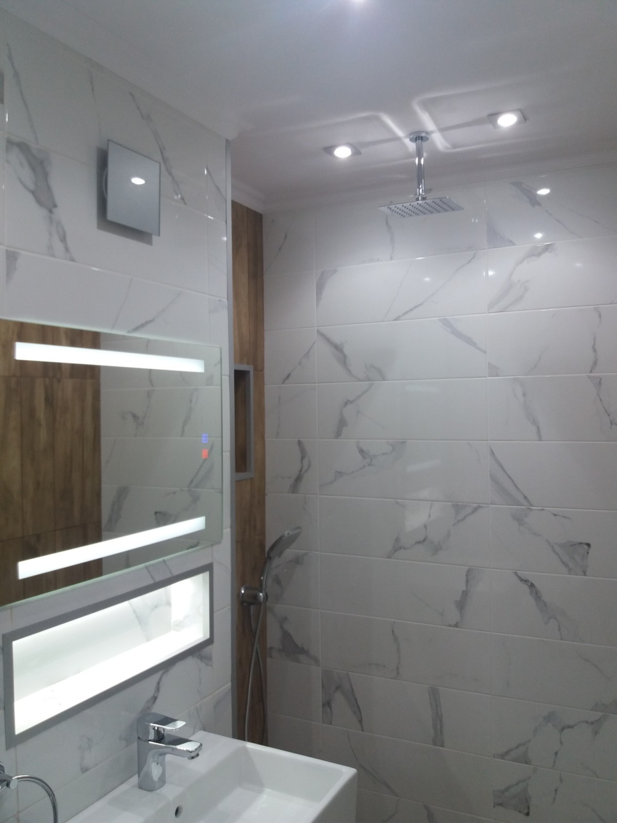 Bathroom Renovation completed - contemporary, marble, wood