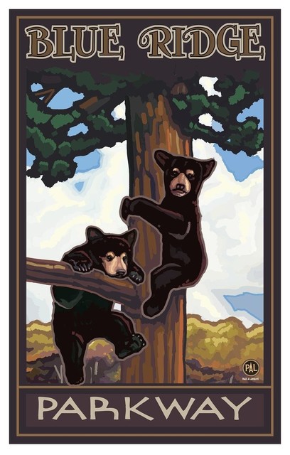 Paul A. Lanquist Blue Ridge Parkway Two Bears Tree Art Print, 12"x18"