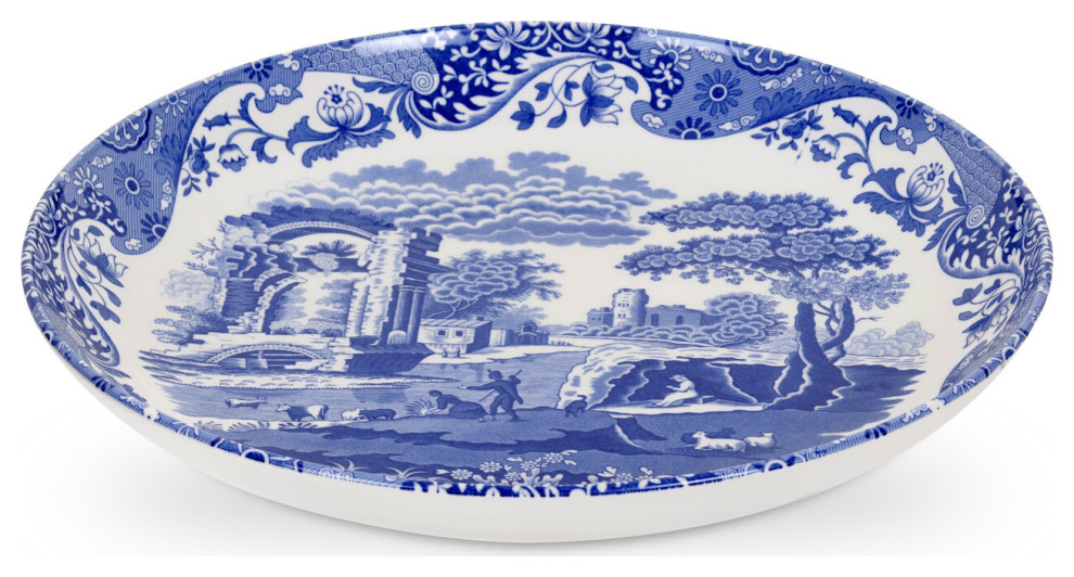 Spode Blue Italian 12 Inch Pasta Bowl Farmhouse Dining Bowls by