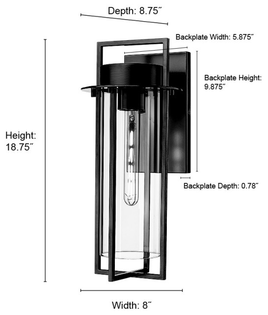 1 Light 8 in. Powder Coated Black Outdoor - Transitional - Outdoor Wall ...