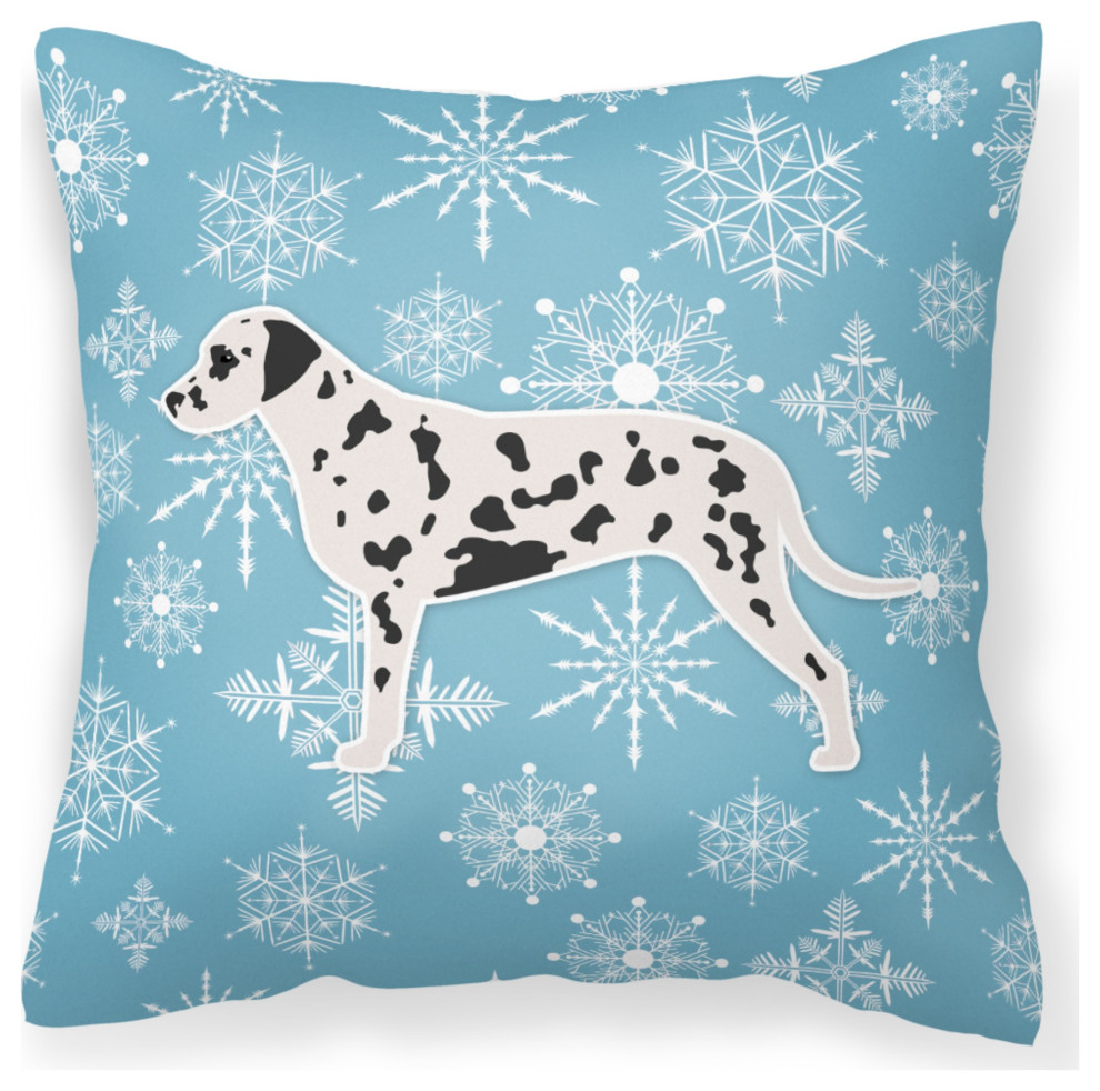 BB3483PW1818 Winter Snowflake Dalmatian Fabric Decorative Pillow