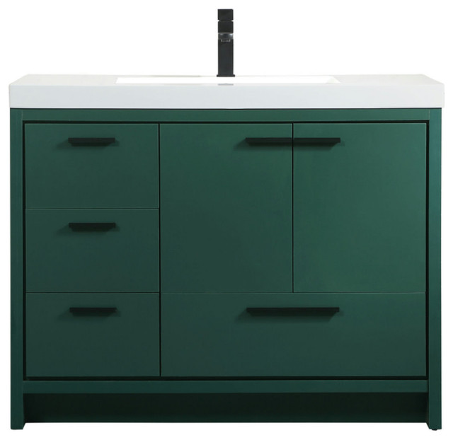 42" Single Bathroom Vanity, Green, Vf46042Mgn Contemporary Bathroom