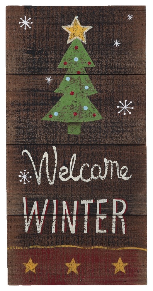 Welcome Winter Wood Holiday Wisdom Sign, 8x16