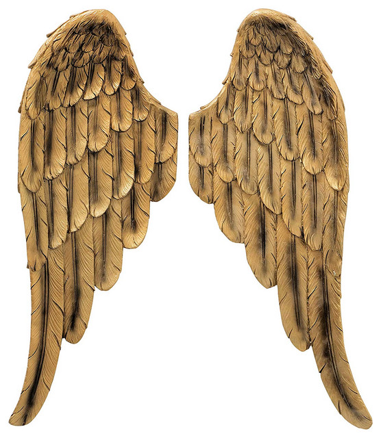 Sculptural Angel Wings 2 Piece Wall Decor Set Contemporary Sculptures By Whole House Worlds Houzz - Angel Wings Home Decor