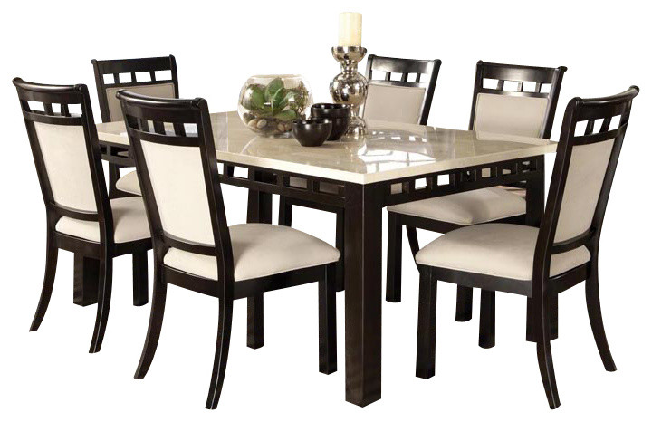 Standard Furniture Gateway White 7-Piece Dining Room Set in Dark Chicory Brown