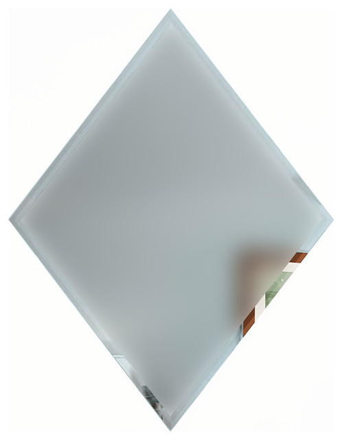 Reflections 6"x8" Matte Blue Diamond Glass Mirror Tile Peel & Stick