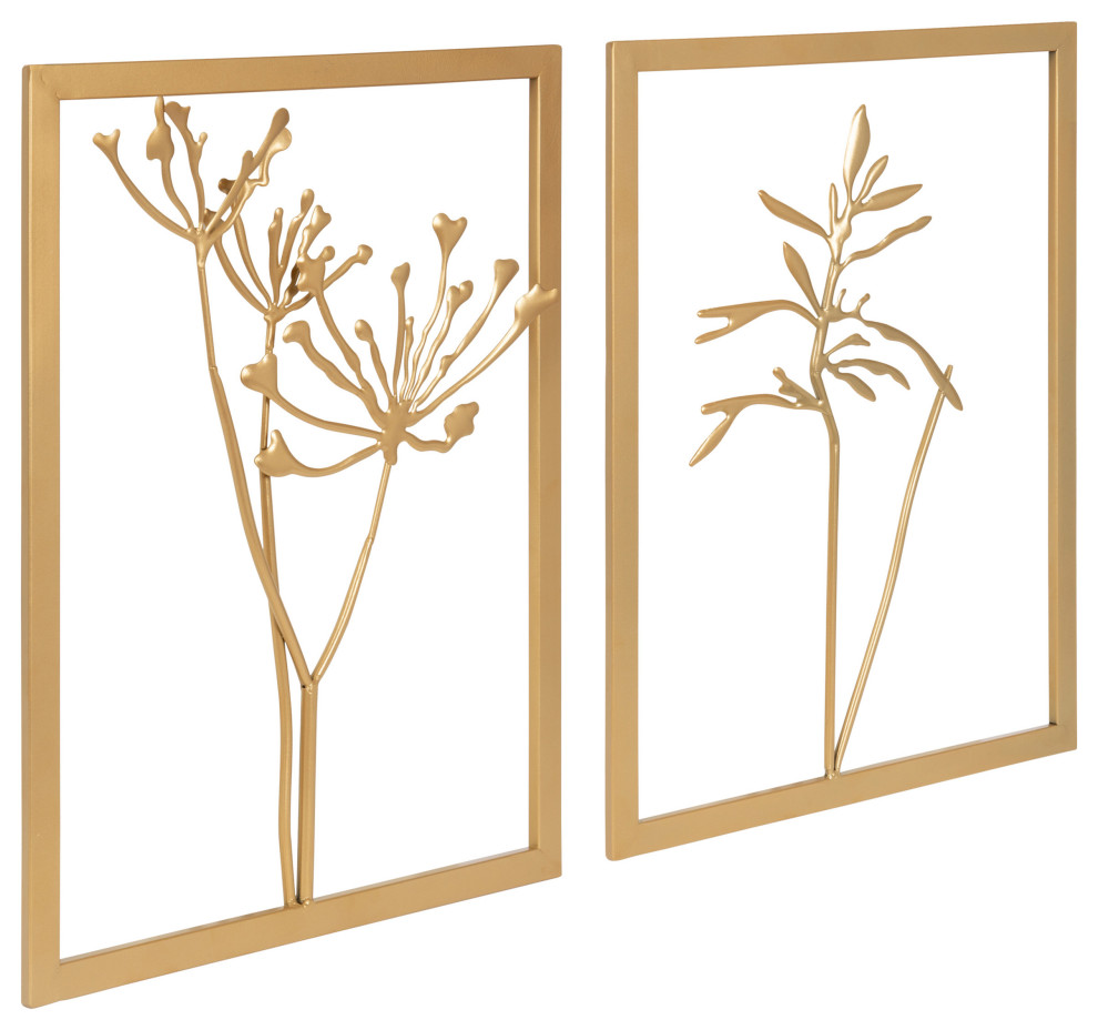 Malak Metal Framed Wall Art Set, 2 Piece Transitional Wall Accents by Uniek Inc. Houzz