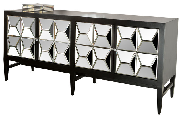 Spike Mirrored Sideboard Black Contemporary Buffets And