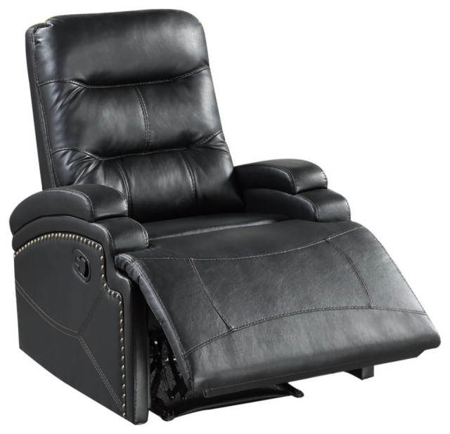 Black Faux Leather Recliner Chair Transitional Recliner Chairs by