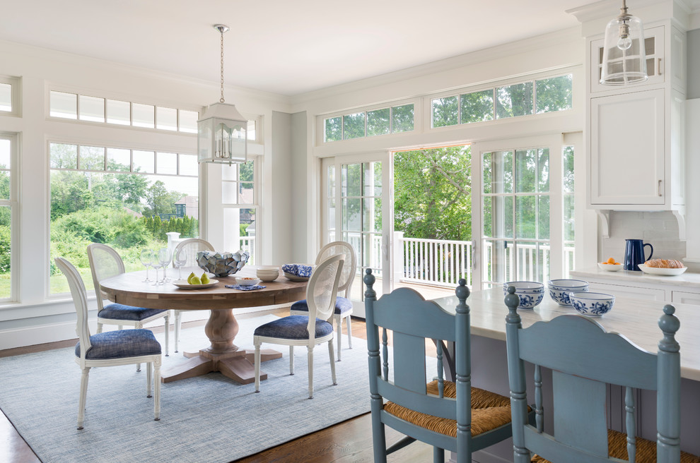 Photo of a beach style dining room in Providence.