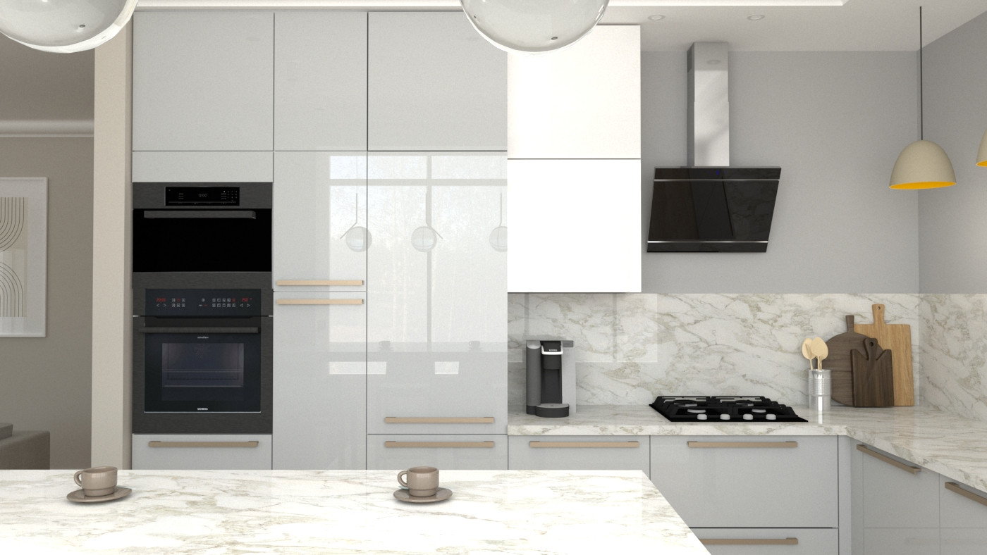 Кухня-гостиная с видом на овраг