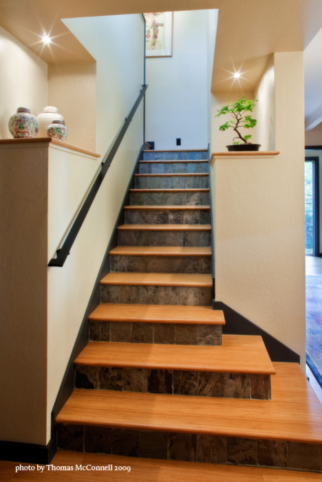 Staircase - mid-century modern staircase idea in Austin