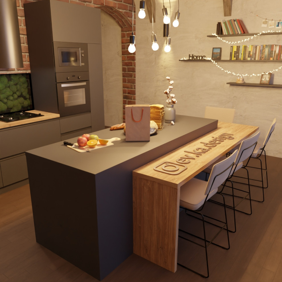 Кухня-гостинная в A-Frame доме