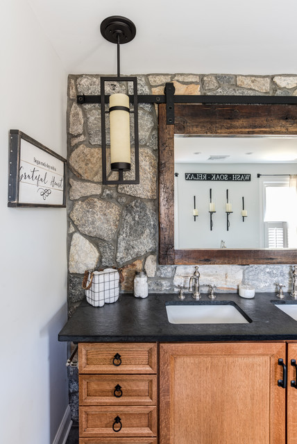 Reclaimed Rustic Barn Door Mirror Medicine Cabinet Rustic Bathroom New York By Kraftmaster Renovations Houzz Uk