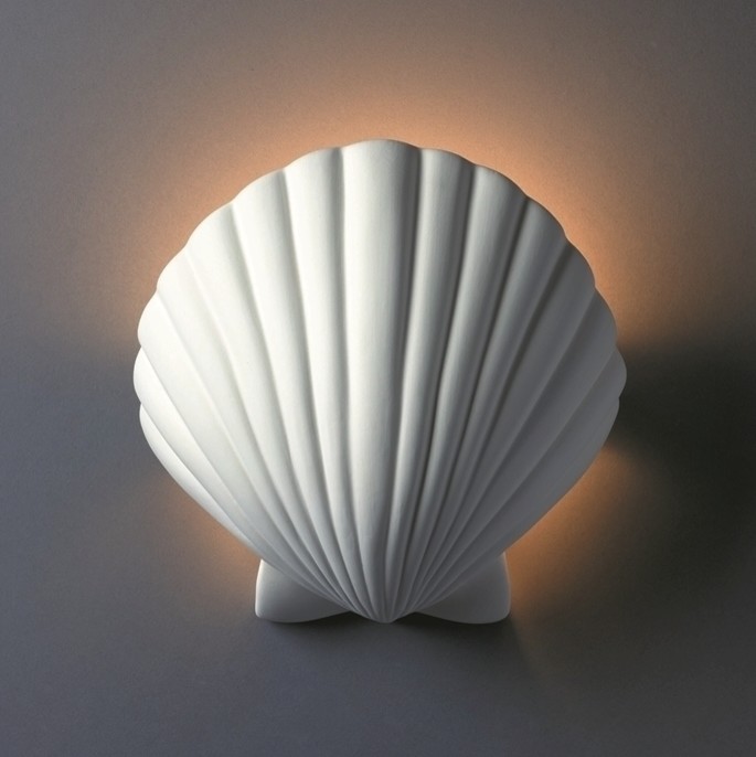1-light ADA Scallop Shell Ceramic Sconce