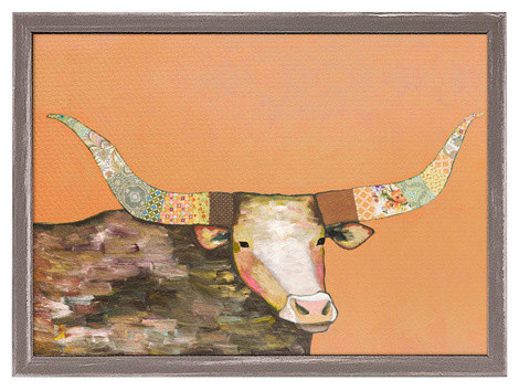 "Longhorn on Orange" Mini Framed Canvas by Eli Halpin
