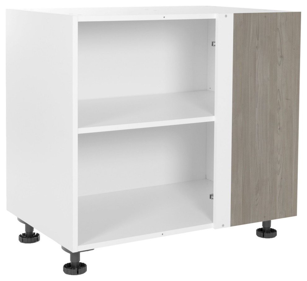 Storage Frameless Doors & Shelf for Extra Storage, White/Nordic Gray Modern Storage