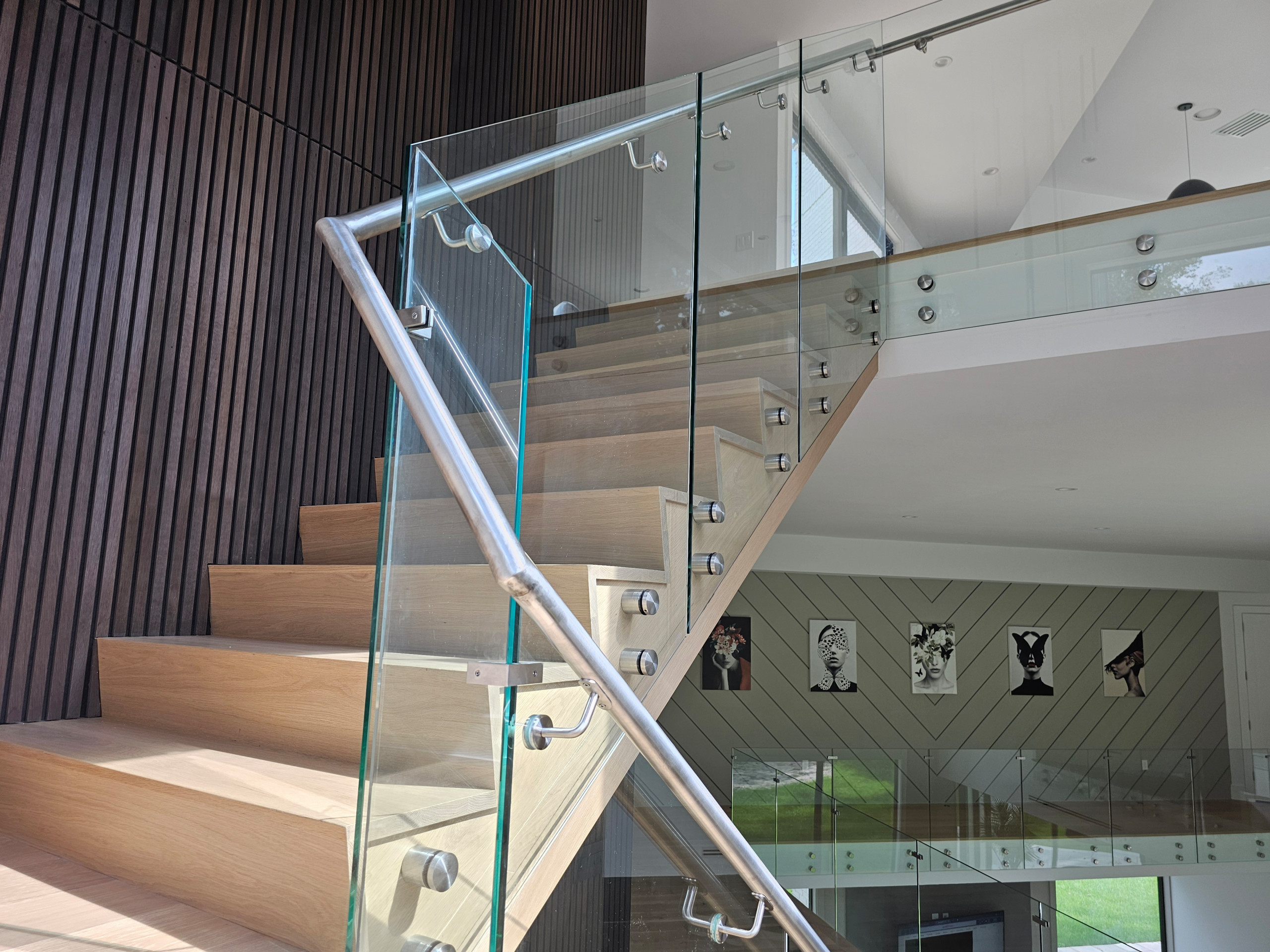 129_White Oak Slanted Riser Modern Stair, Mclean, VA 22102