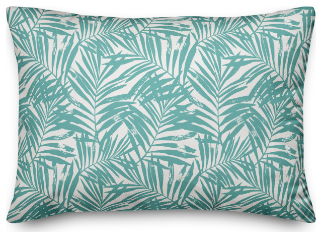Tropical Leaves Teal 14x20 Pillow
