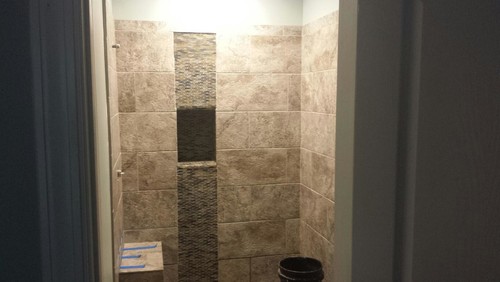 Decorative Vertical Tile In Shower Installed Incorrectly