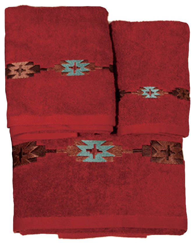 Embroidered Socorro Towel Set, 3 Piece Southwestern Bath Towels