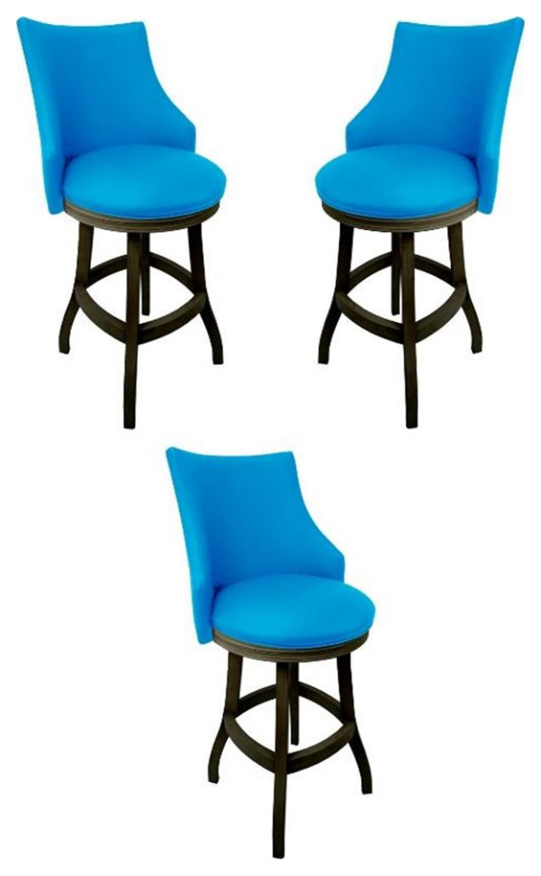 Home Square 30" Wood Bar Stool in Carolina Blue & Shadow Set of 2
